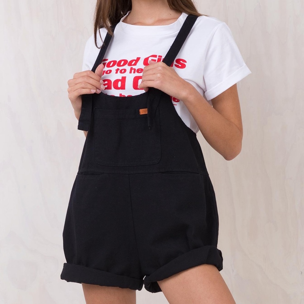 Princess Polly Black Sloan Denim Overalls